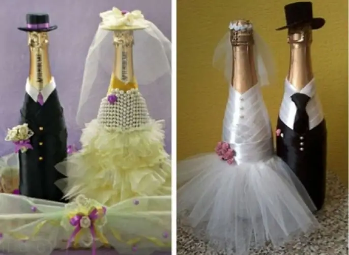 Hiasan champagne perkahwinan buat sendiri: foto