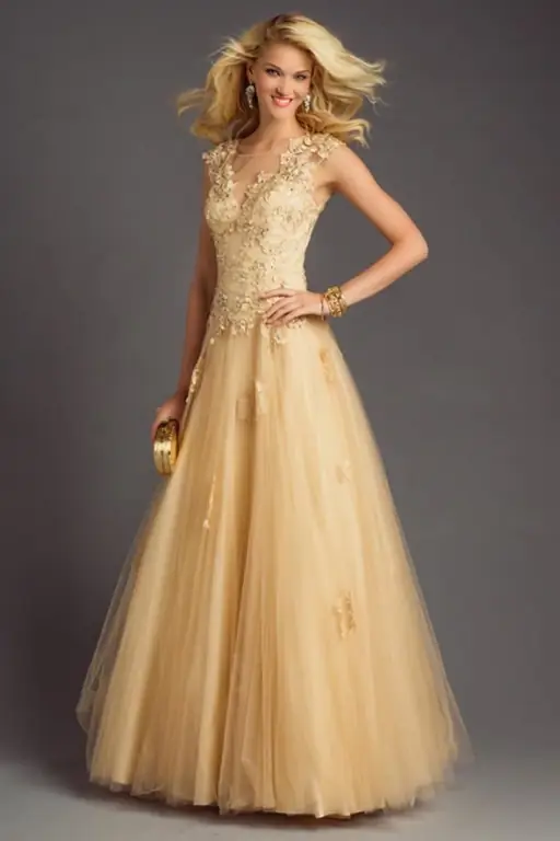 Vestido dorado con complementos