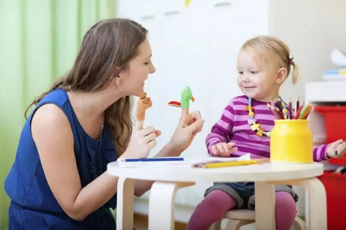 Kelas terapi wicara untuk anak-anak (2-3 tahun) di rumah. Kelas terapis wicara dengan anak-anak berusia 2-3 tahun