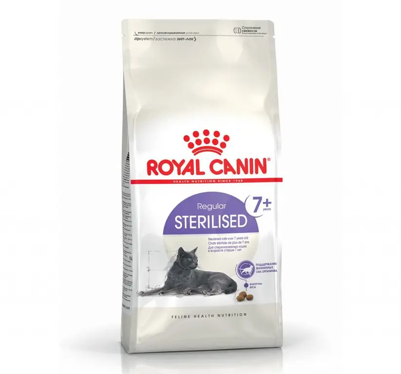 Τροφή για γάτες Royal Canin: τροφή για στειρωμένα ζώα