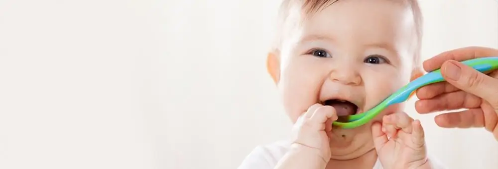 Eerste aanvullende voeding voor borstvoeding en kunstmatige voeding. Pap voor de eerste voeding