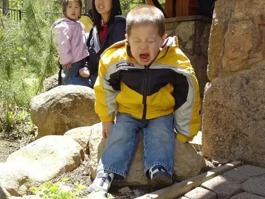 Niño (2 años) a menudo se asusta y es travieso. El estado mental del niño. Histeria en un niño