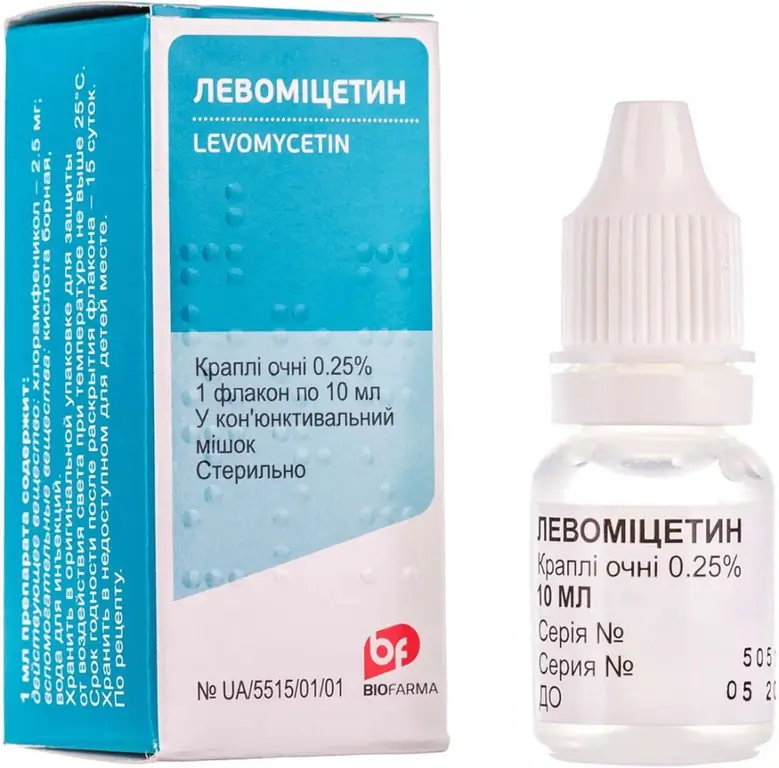 Levomycetin eye drops